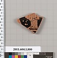Terracotta fragment of a kylix (drinking cup), Terracotta, Greek, Attic