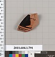 Terracotta fragment of a kylix (drinking cup), Terracotta, Greek, Attic