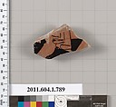 Terracotta fragment of a kylix (drinking cup), Terracotta, Greek, Attic