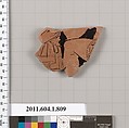 Terracotta fragment of a kylix (drinking cup), Terracotta, Greek, Attic