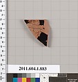 Terracotta fragment of a kylix (drinking cup), Terracotta, Greek, Attic