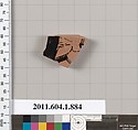 Terracotta fragment of a kylix (drinking cup), Terracotta, Greek, Attic
