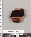 Terracotta fragment of a kylix (drinking cup), Terracotta, Greek, Attic