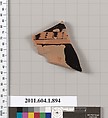 Terracotta fragment of a kylix (drinking cup), Terracotta, Greek, Attic