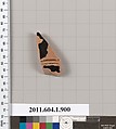 Terracotta fragment of a kylix (drinking cup), Terracotta, Greek, Attic