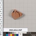 Terracotta fragment of a kylix (drinking cup), Terracotta, Greek, Attic
