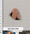 Terracotta fragment of a kylix (drinking cup), Terracotta, Greek, Attic