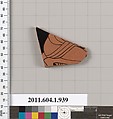 Terracotta fragment of a kylix (drinking cup), Terracotta, Greek, Attic