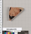 Terracotta fragment of a kylix (drinking cup), Terracotta, Greek, Attic