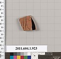 Terracotta fragment of a kylix (drinking cup), Terracotta, Greek, Attic