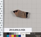 Terracotta fragment of a kylix (drinking cup), Terracotta, Greek, Attic