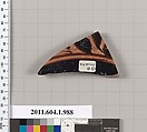Terracotta fragment of a kylix (drinking cup), Terracotta, Greek, Attic
