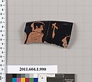 Terracotta fragment of a kylix (drinking cup), Terracotta, Greek, Attic