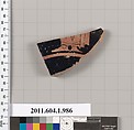 Terracotta fragment of a kylix (drinking cup), Terracotta, Greek, Attic