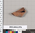 Terracotta fragment of a kylix (drinking cup), Terracotta, Greek, Attic