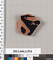 Terracotta fragment of a kylix (drinking cup), Terracotta, Greek, Attic