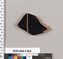 Terracotta fragment of a kylix (drinking cup), Terracotta, Greek, Attic