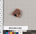 Terracotta fragment of a kylix (drinking cup), Terracotta, Greek, Attic