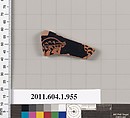 Terracotta fragment of a kylix (drinking cup), Terracotta, Greek, Attic