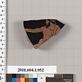 Terracotta fragment of a kylix (drinking cup), Terracotta, Greek, Attic