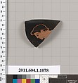 Terracotta rim fragment of a kylix (drinking cup), Attributed to the Tarquinia Painter [DvB], Terracotta, Greek, Attic