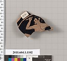 Terracotta fragment of a kylix (drinking cup), Terracotta, Greek, Attic