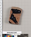 Terracotta fragment of a kylix (drinking cup), Terracotta, Greek, Attic