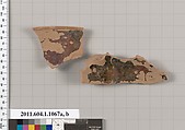 Terracotta fragments of a kylix (drinking cup), Terracotta, Greek, Attic