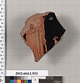 Terracotta fragment of a kylix (drinking cup), Terracotta, Greek, Attic