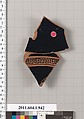 Terracotta fragment of a kylix (drinking cup), Terracotta, Greek, Attic