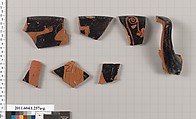 Terracotta fragments of a kylix (drinking cup), Terracotta, Greek, Attic