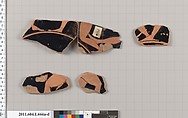 Terracotta fragments of a kylix (drinking cup), Terracotta, Greek, Attic