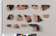 Terracotta fragments of a kylix (drinking cup), Terracotta, Greek, Attic