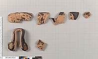 Terracotta fragments of a kylix (drinking cup), Terracotta, Greek, Attic