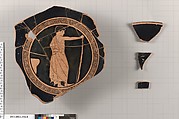 Terracotta fragments of a kylix (drinking cup), Terracotta, Greek, Attic