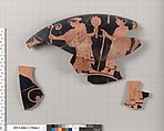Terracotta fragment of a kylix (drinking cup), Terracotta, Greek, Attic