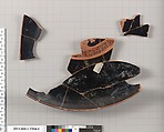 Terracotta fragment of a kylix (drinking cup), Terracotta, Greek, Attic