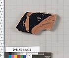 Terracotta fragment of a kylix (drinking cup), Terracotta, Greek, Attic