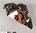 Terracotta fragment of a kylix (drinking cup), Terracotta, Greek, Attic