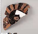 Terracotta fragment of a kylix (drinking cup), Terracotta, Greek, Attic
