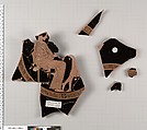 Terracotta fragments of a kylix (drinking cup), Attributed to the Splanchnopt Painter [Dyfri Williams], Terracotta, Greek, Attic