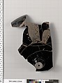 Terracotta fragment of a kylix (drinking cup), Terracotta, Greek, Attic