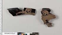 Terracotta rim fragments of a kylix (drinking cup), Terracotta, Greek, Attic