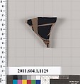 Terracotta fragment of a kylix (drinking cup), Terracotta, Greek, Attic