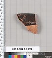 Terracotta rim fragment of a kylix (drinking cup), Terracotta, Greek, Attic