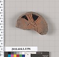Terracotta fragment of a kylix (drinking cup), Terracotta, Greek, Attic