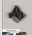 Terracotta fragment of a kylix (drinking cup), Terracotta, Greek, Attic