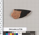 Terracotta rim fragment of a kylix (drinking cup), Attributed to Proto-Panaetian Group [DvB], Terracotta, Greek, Attic