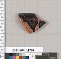 Terracotta rim fragment of a kylix (drinking cup), Terracotta, Greek, Attic
