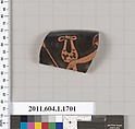 Terracotta rim fragment of a kylix (drinking cup), Terracotta, Greek, Attic